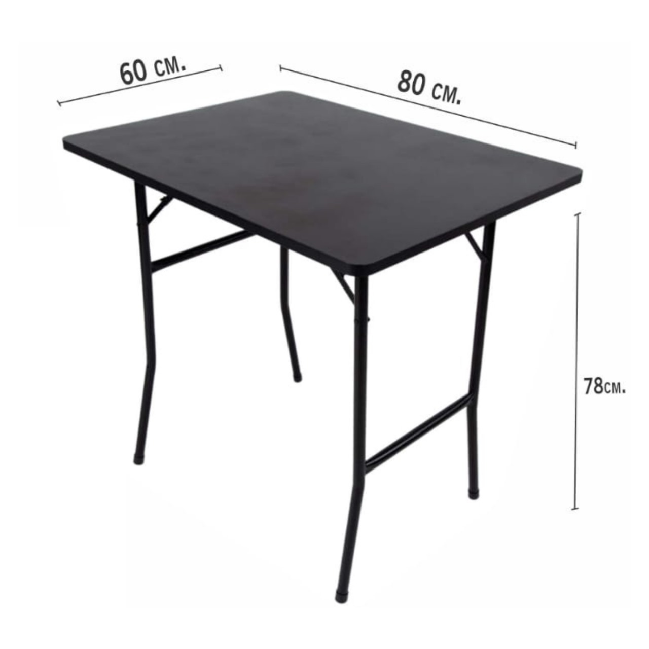 Mesa plegable 80x60cm Negro