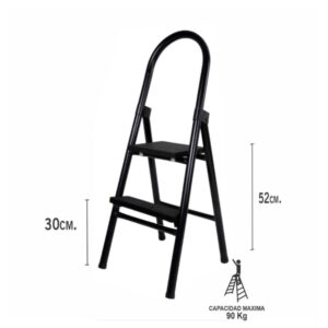 Escalera plegable de 2 pasos Negro MM